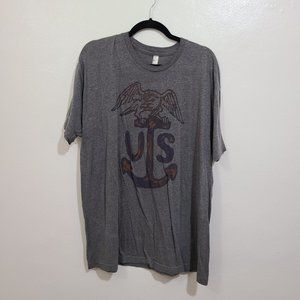 American Apparel Gray US Military Graphic T-shirt Size 2X